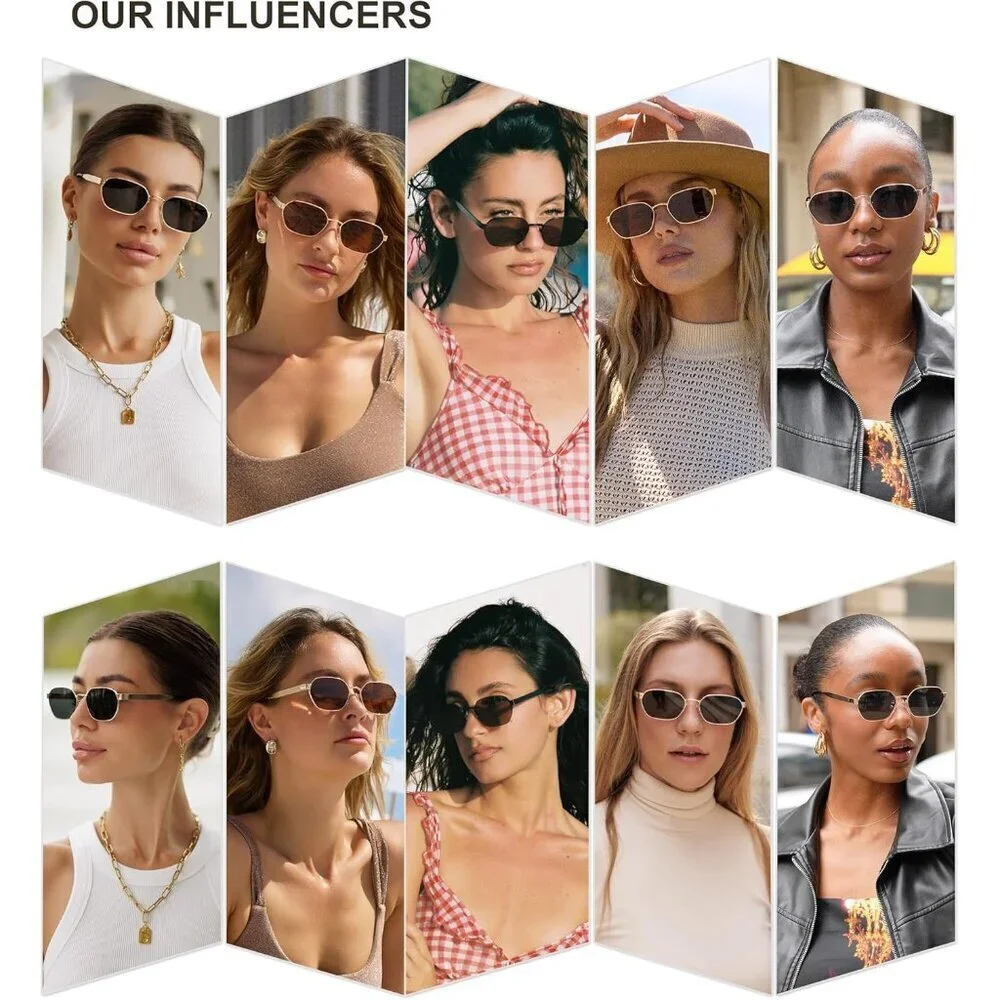 Unisex Metal Hexagon Sunglasses UV400 Polarized Retro Shades for Women Men